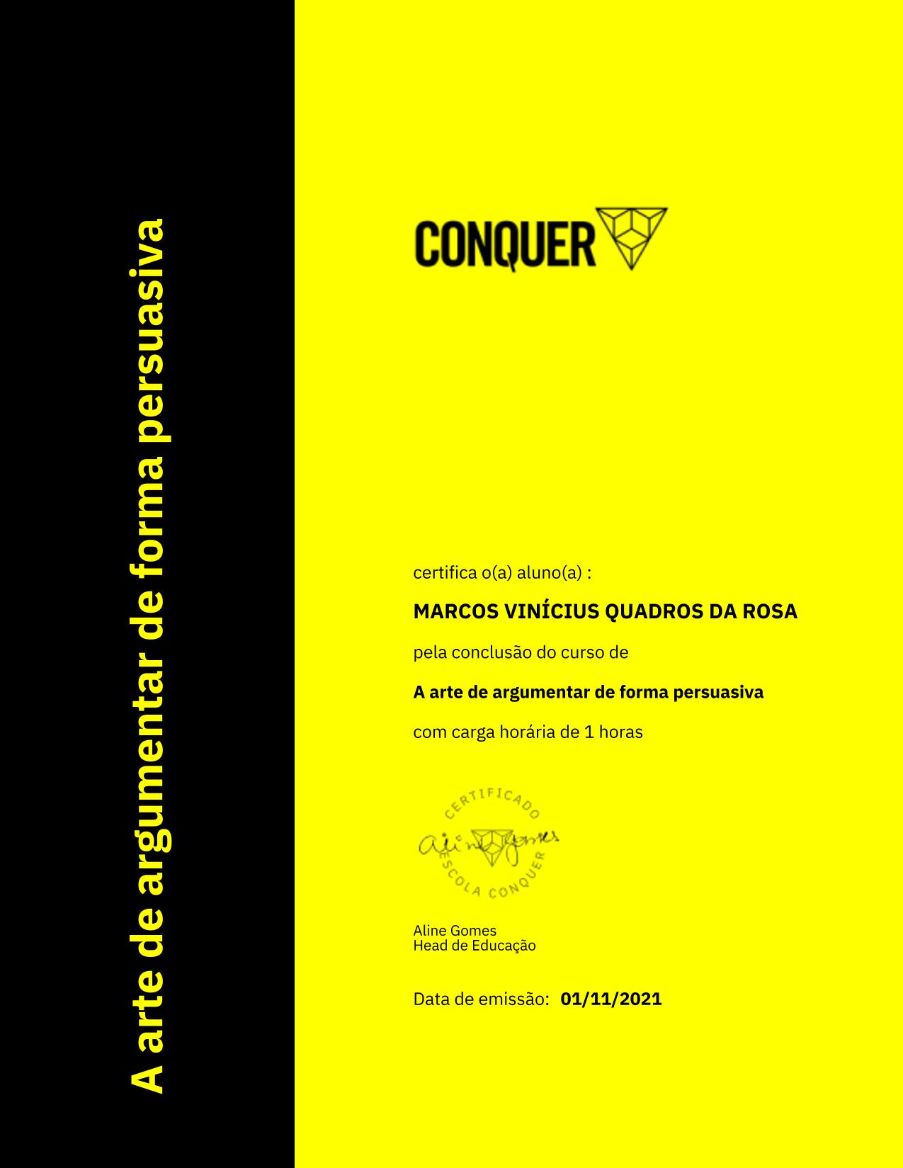 Certificado de A arte de argumentar de forma persuasiva